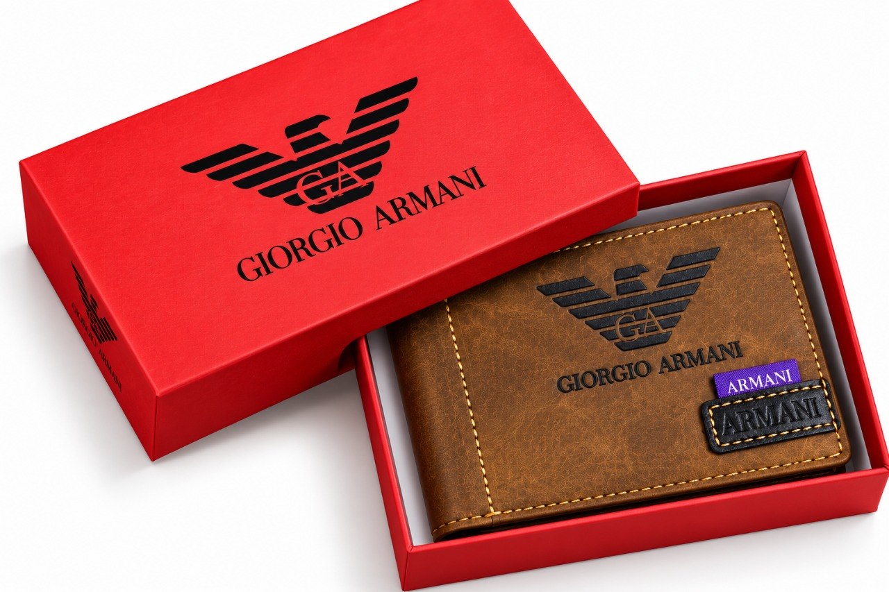 Premium Brown Textured Men’s Bi-Fold Wallet with Gift Box
