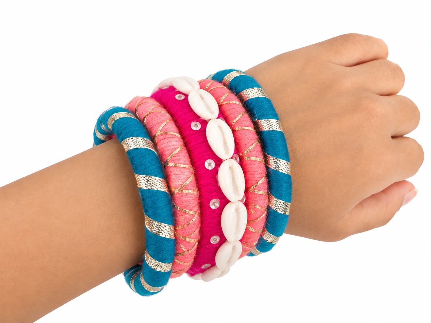 HANDCRAFTED COTTON THREAD BANGEL KADA P/B ( 5 PC )